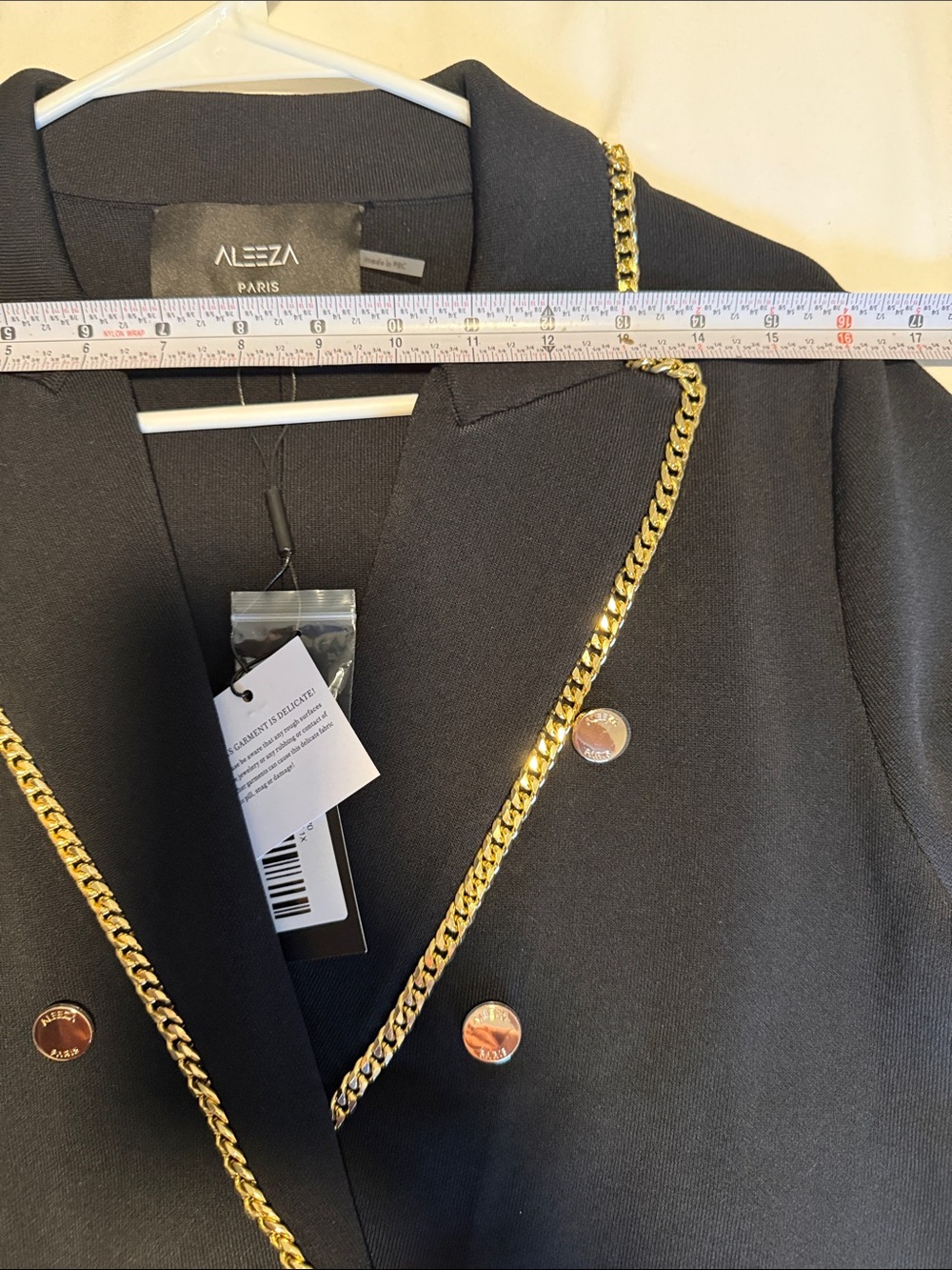 NWT ALEEZA Paris Odette Black Double-Breasted Blazer (Fits like L) - Picture 3 of 8